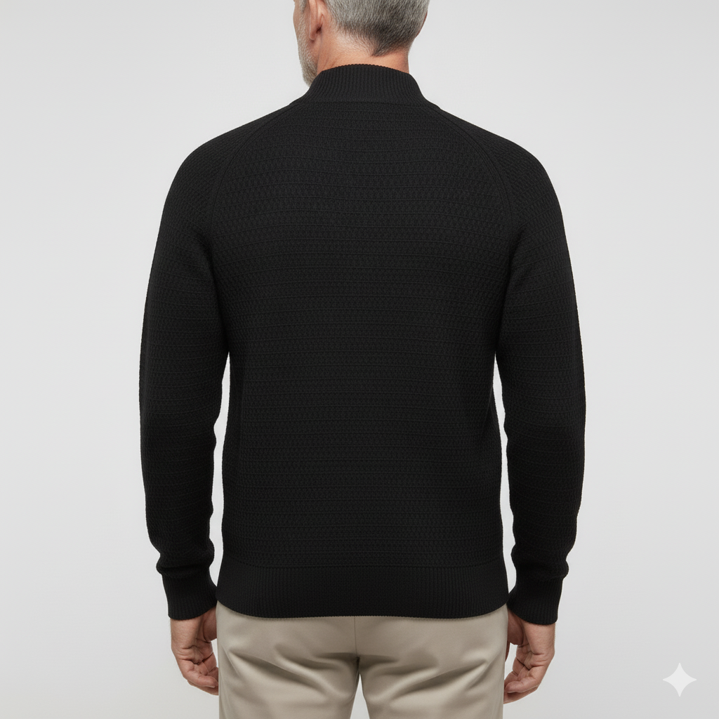 High-Neck Cotton Cardigan