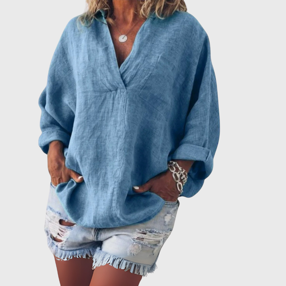 Elegant Women's Blouse with V-Neck