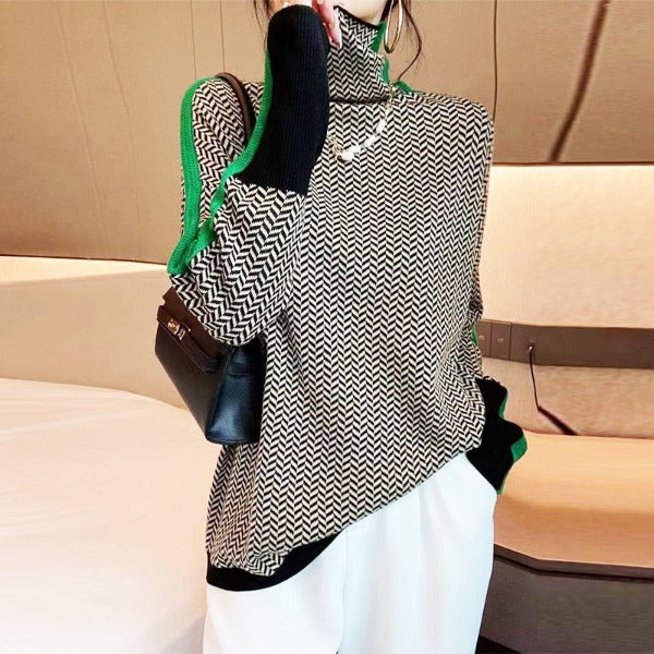 Herringbone Luxe Turtleneck