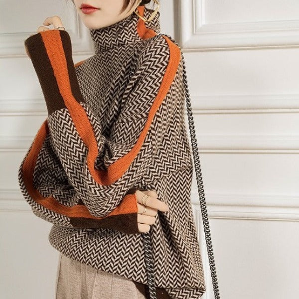 Herringbone Luxe Turtleneck
