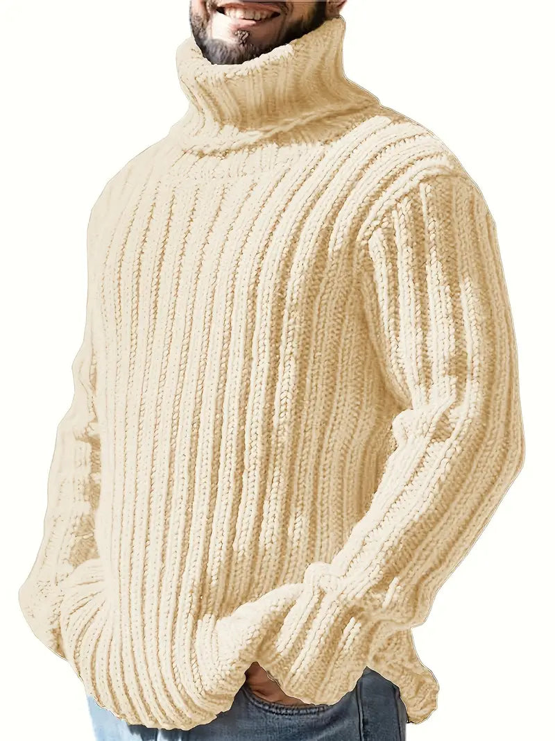 Refined Ribbed High-Neck Sweater