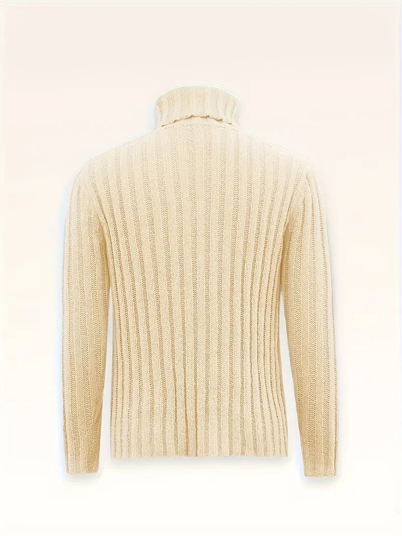 Refined Ribbed High-Neck Sweater