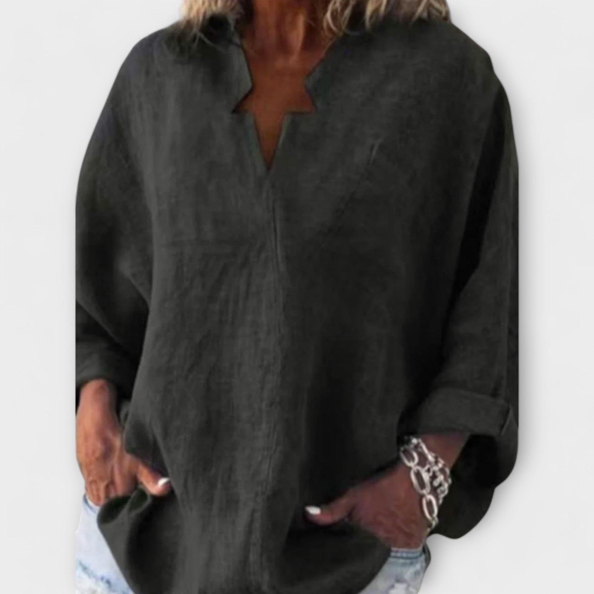 Elegant Women's Blouse with V-Neck