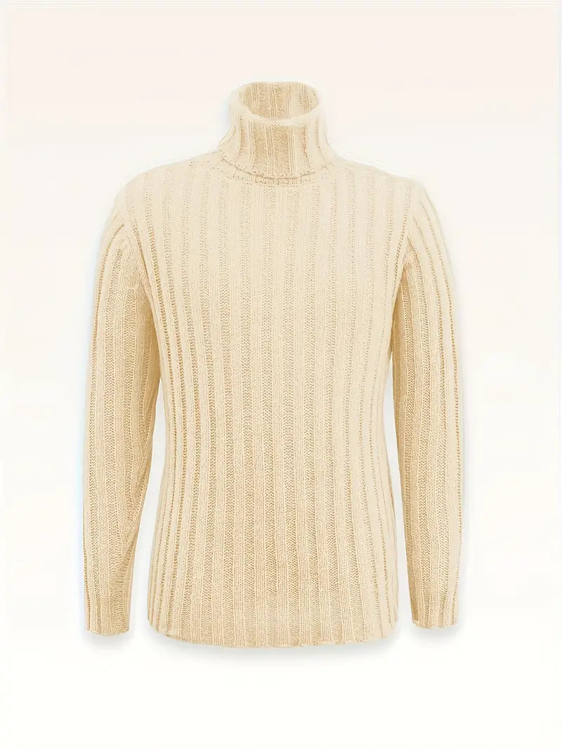Refined Ribbed High-Neck Sweater